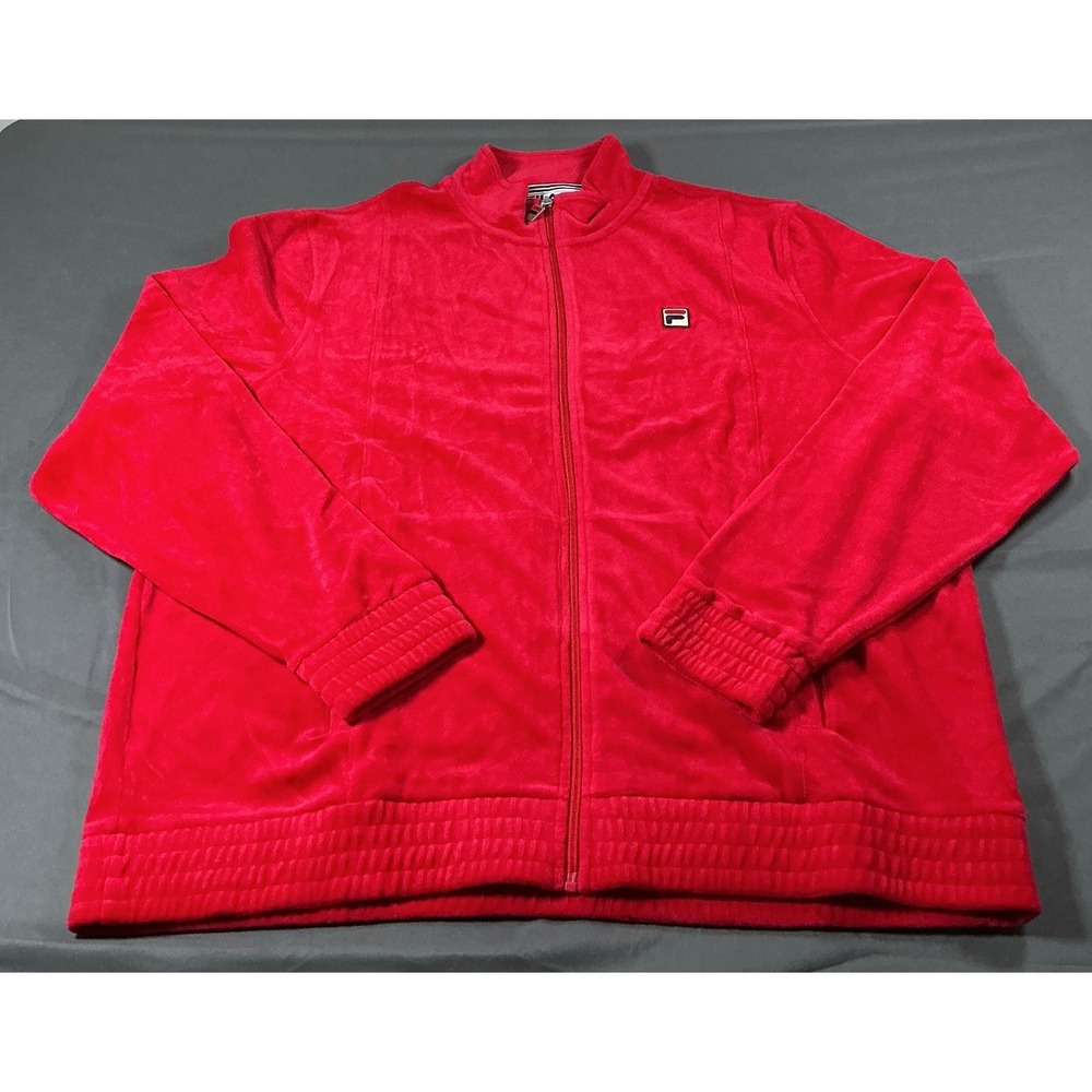 Fila‎ Mens O-Fit Velour Track Jacket Red Full Zip XXL LM13B750